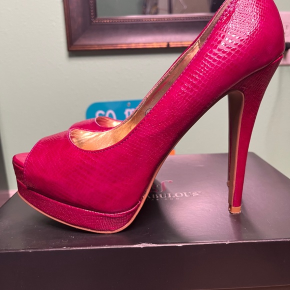 Pink Peep Toe Pumps - Picture 2 of 8